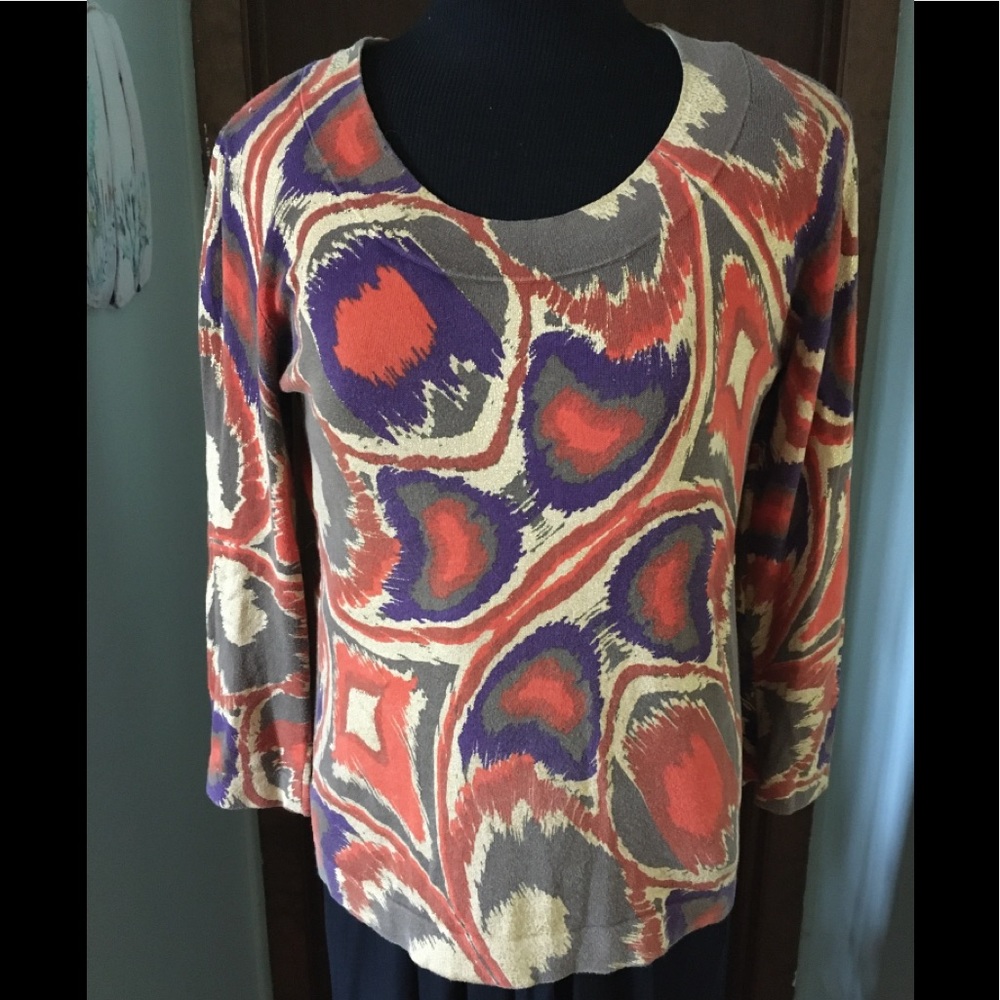 Chico’s Knit Muticolor Metallic Top Size 0 Small